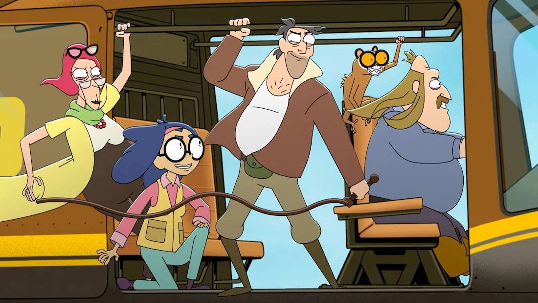 Rip Digman and his crew: Swooper the pilot, Digman's fast loris Fleety, Saltine, and Agatha