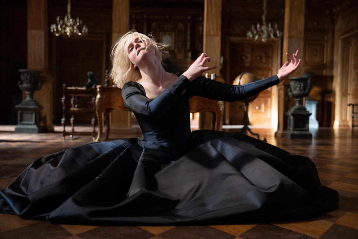Catherine the Great (Elle Fanning) dancing, on the floor