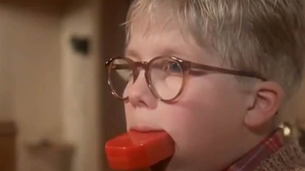 Ralphie with a bar of soap in his mouth