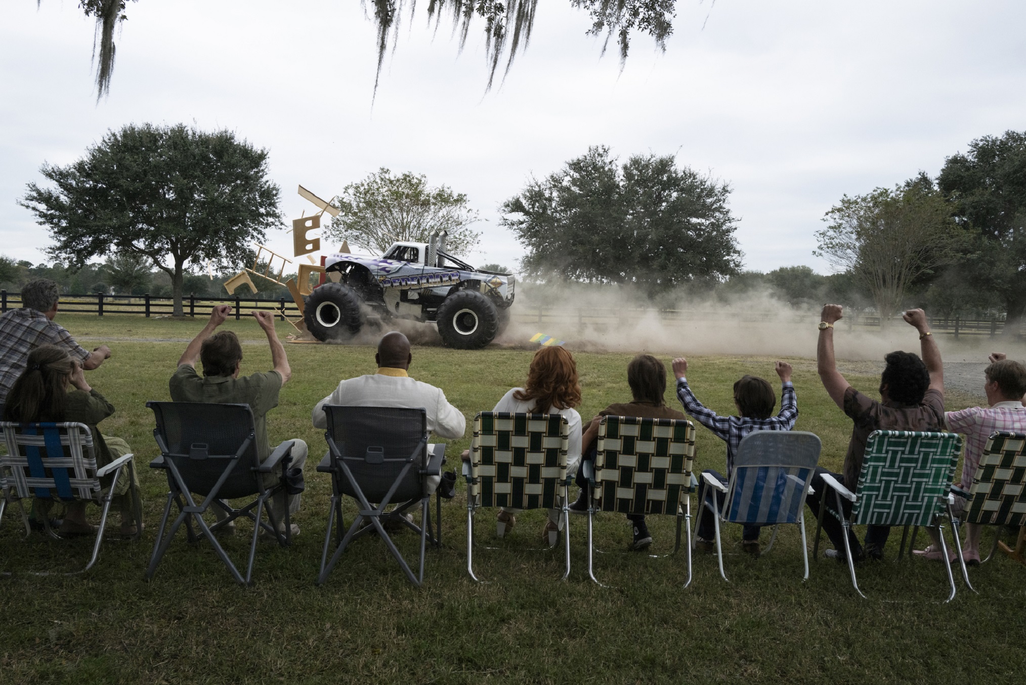 All the Gemstones watching their monster truck smash shit up