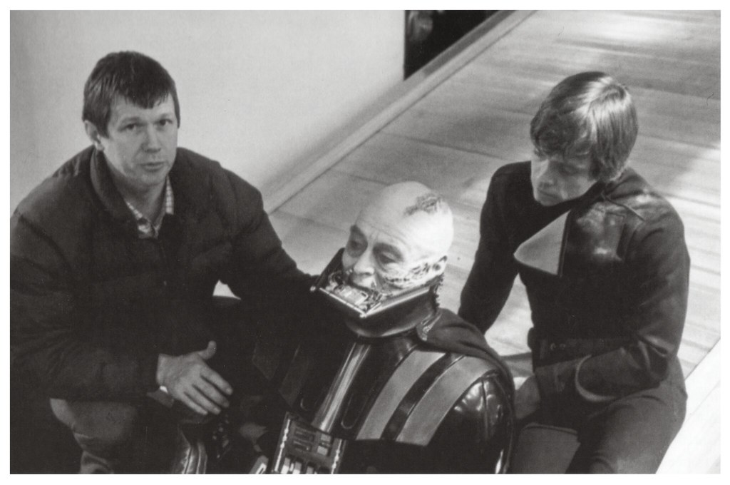 Marquand, a de-helmeted Vader, and Luke Skywalker.